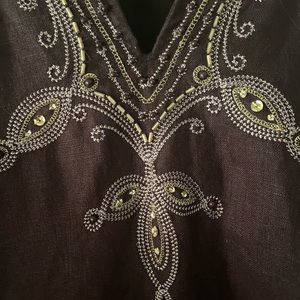 Brown Linen Top Tunic Style